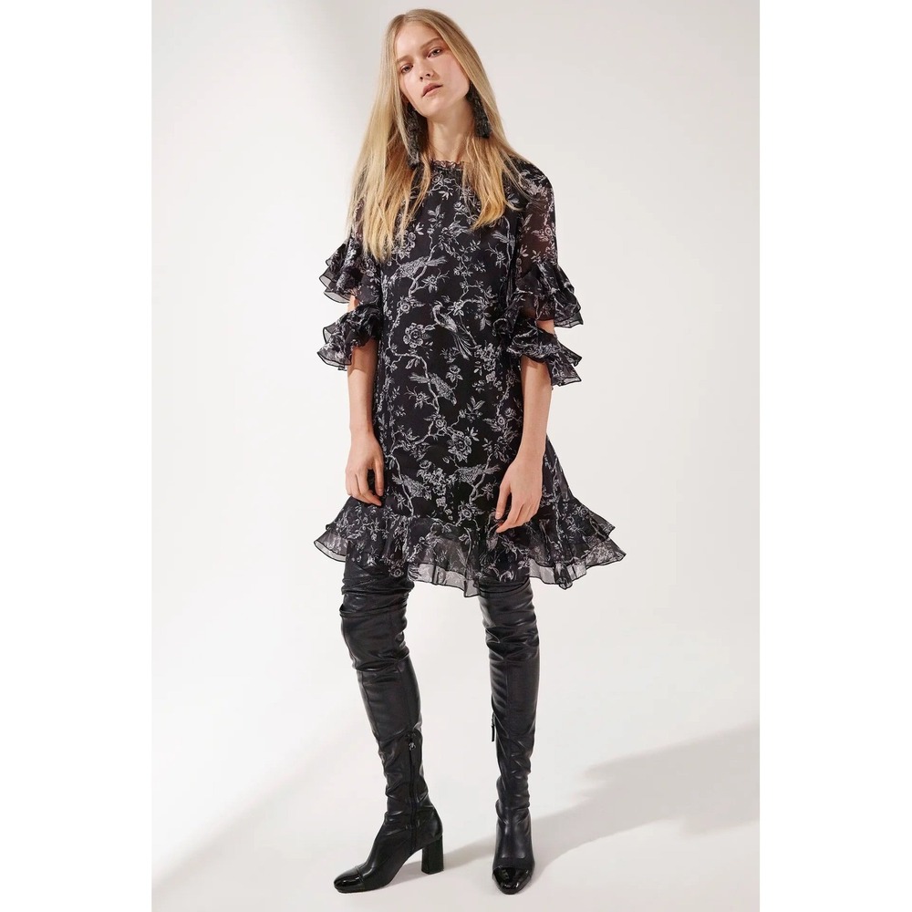 NWT Sachin & Babi Maggie Dress Jet (Black/White Print) Silk Floral Size 6